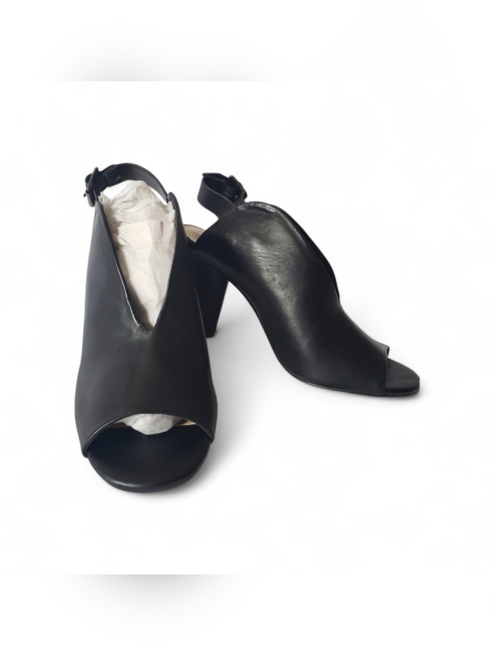 Vince Camuto VP-Kembia Black Leather Peep-toe Mule Size 8 - Picture 5 of 6